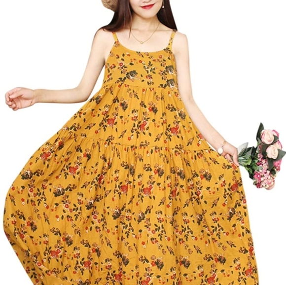 Women's dress bohemian floral print dres long maxi - Picture 6 of 10
